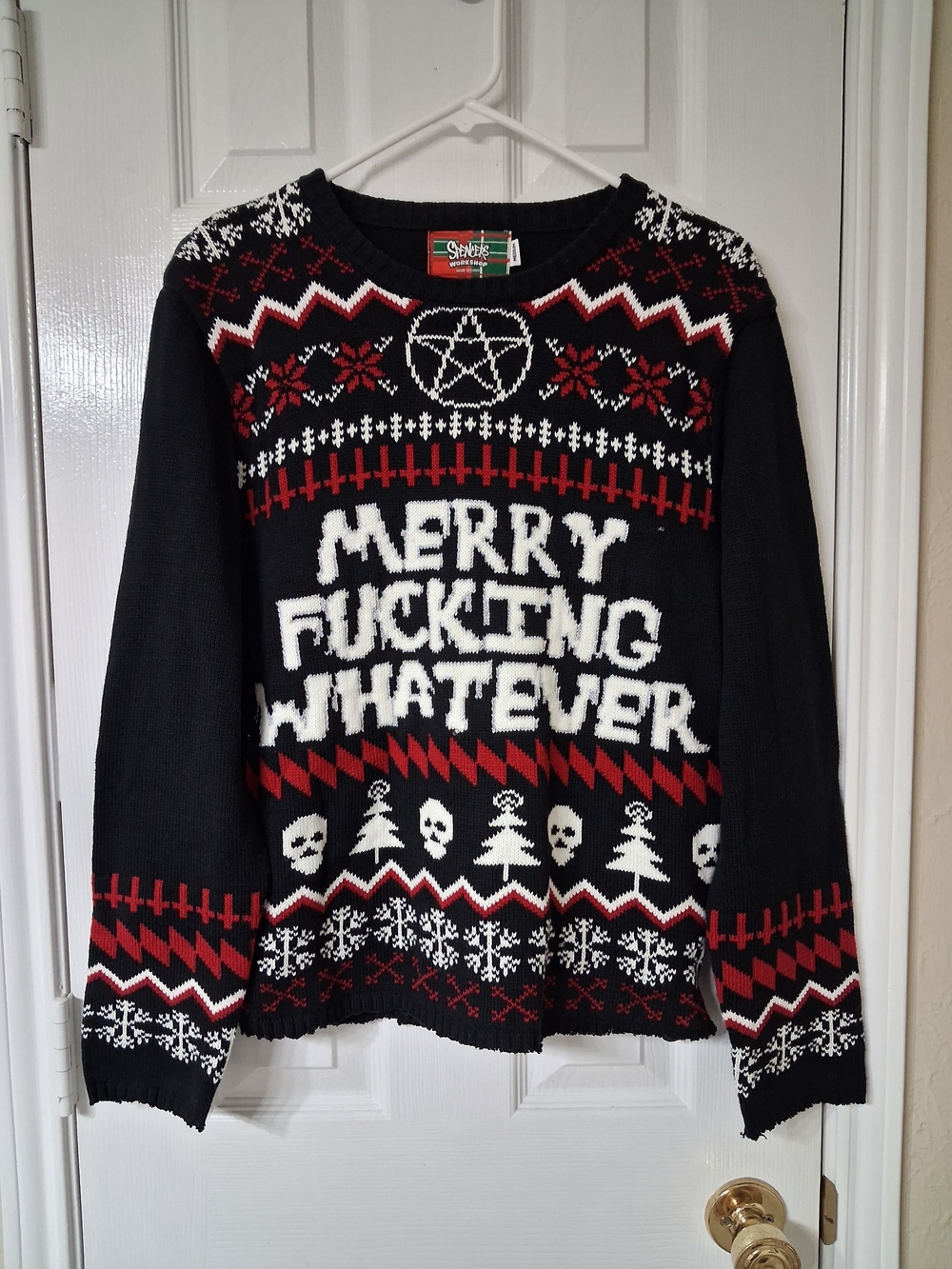 Spencer's Workshop "Merry Fucking Whatever" Light-Up Ugly Christmas Sweater